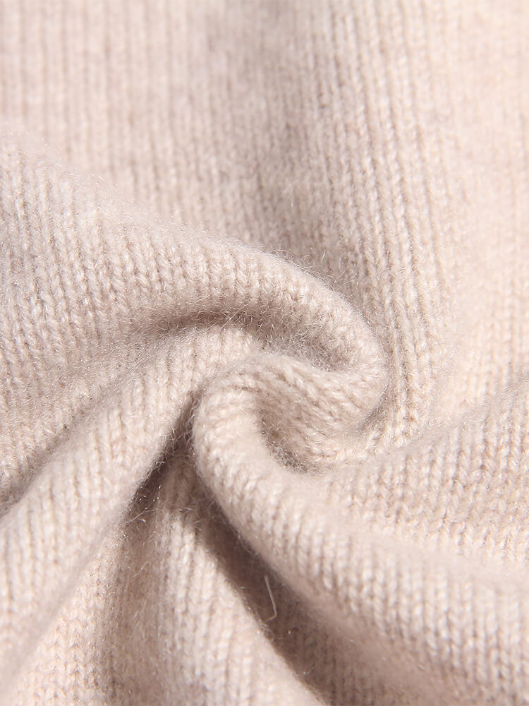 Kids Beige Brown Animal Pattern Cashmere Sweater